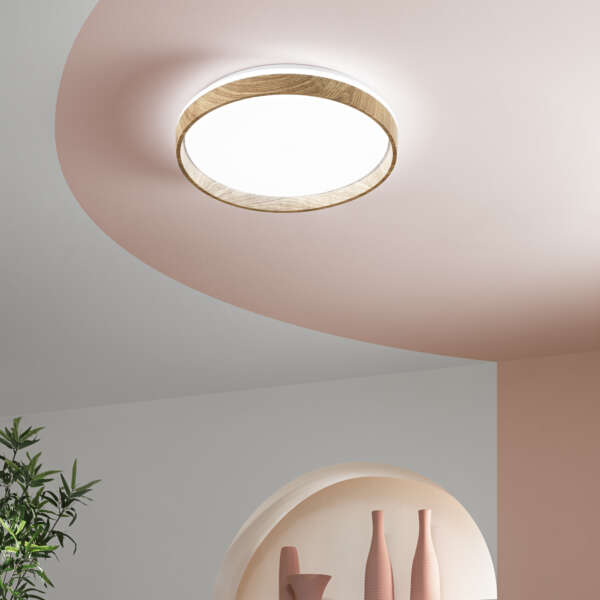 Plafonnier LED madera en métal effet bois 38W avec interrupteur CCT 50 cm – Image 3