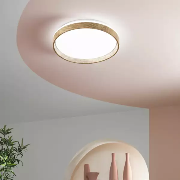 Plafonnier LED madera en métal effet bois 38W avec interrupteur CCT 50 cm – Image 3