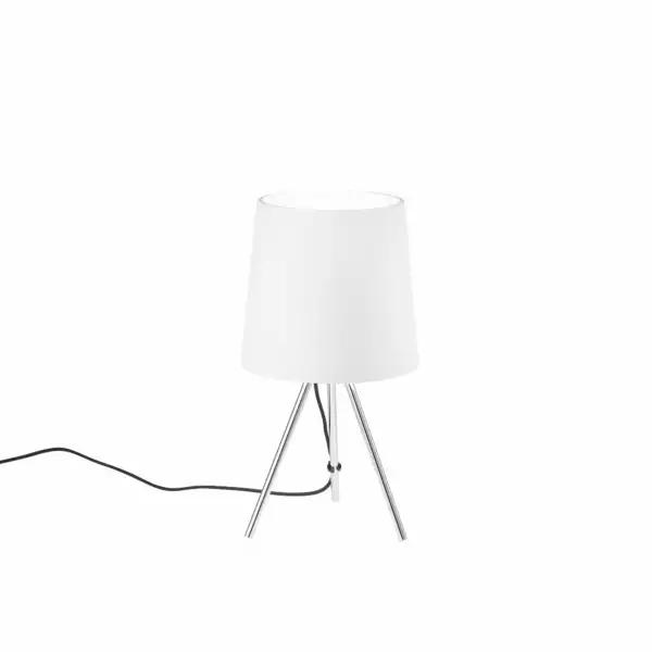 LUCE AMBIENTE E DESIGN Lampe de table MARLEY en métal argenté avec abat-jour en aluminium blanc (Lampes de table / Éclairage décoratif)