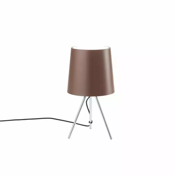 LUCE AMBIENTE E DESIGN Lampe de table MARLEY en métal argenté avec abat-jour en aluminium marron (Lampes de table / Éclairage décoratif)