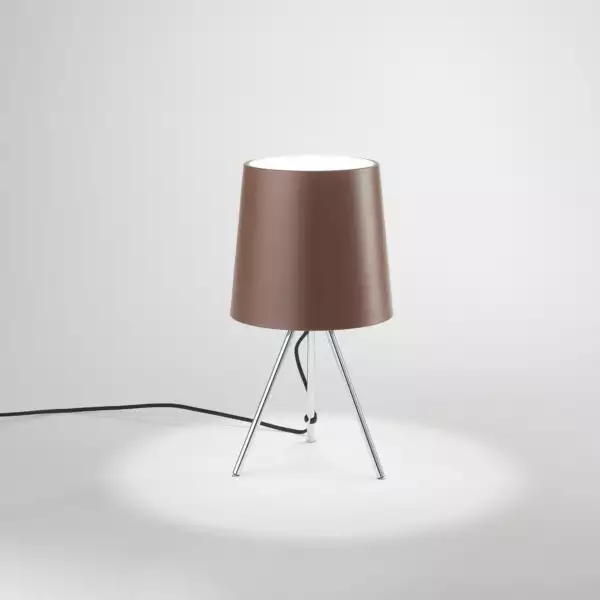 Lampe de table MARLEY en métal argenté avec abat-jour en aluminium marron – Image 3