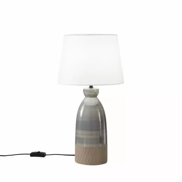 LUCE AMBIENTE E DESIGN Lampe de table navajo en céramique gris tourterelle avec abat-jour en tissu 49 cm (Lampes de table / Éclairage décoratif)