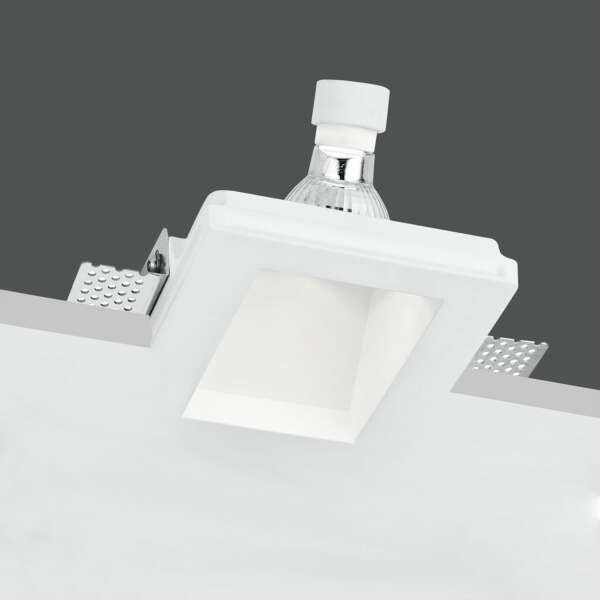 Luminaire encastré GHOST en plâtre blanc à peindre avec émission lumineuse asymétrique – Image 2