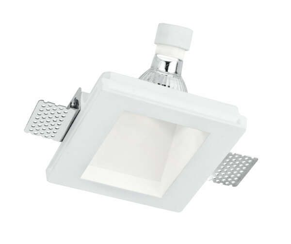 INTEC Luminaire encastré GHOST en plâtre blanc à peindre avec émission lumineuse asymétrique (Spots encastrables / Éclairage intérieur LED)