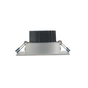 INTEC Orione carré encastrable LED en aluminium argenté orientable 6W 4000K (lumière naturelle) 9 x 9 x 7,5 cm (Spot encastré / Éclairage intérieur LED)