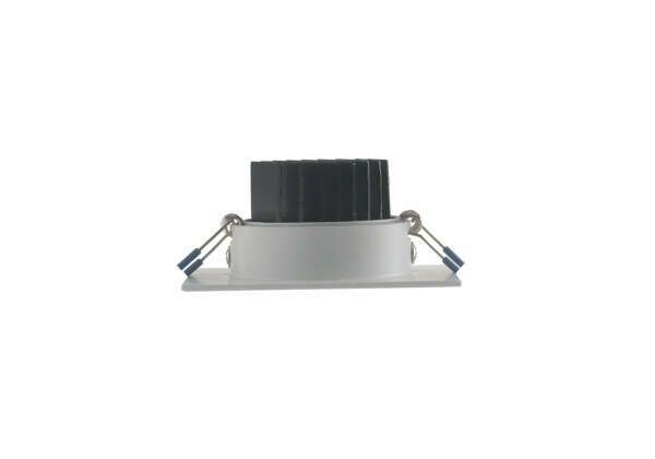 INTEC Orione carré encastrable LED en aluminium argenté orientable 6W 4000K (lumière naturelle) 9 x 9 x 7,5 cm (Spot encastré / Éclairage intérieur LED)