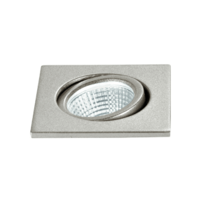 INTEC Downlight LED POLARIS carré orientable en aluminium argenté 3W 4000K (lumière naturelle) (Spot encastré / Éclairage intérieur LED)