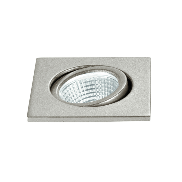INTEC Downlight LED POLARIS carré orientable en aluminium argenté 3W 4000K (lumière naturelle) (Spot encastré / Éclairage intérieur LED)
