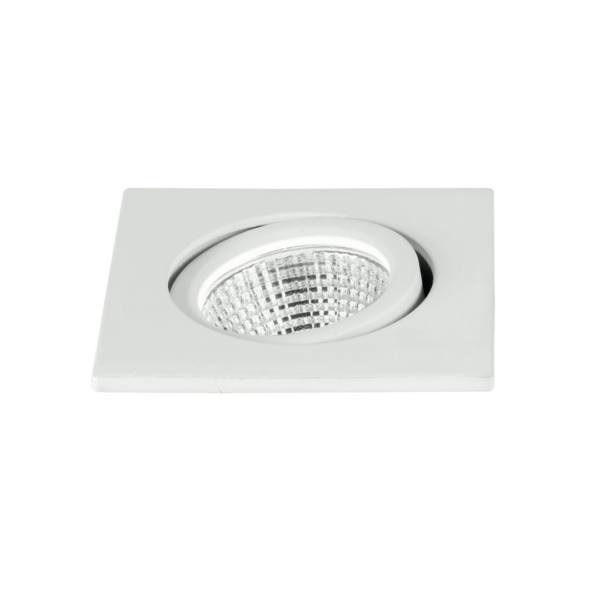 INTEC Downlight LED carré orientable POLARIS en aluminium blanc 3W 4000K (lumière naturelle) (Spot encastré / Éclairage intérieur LED)