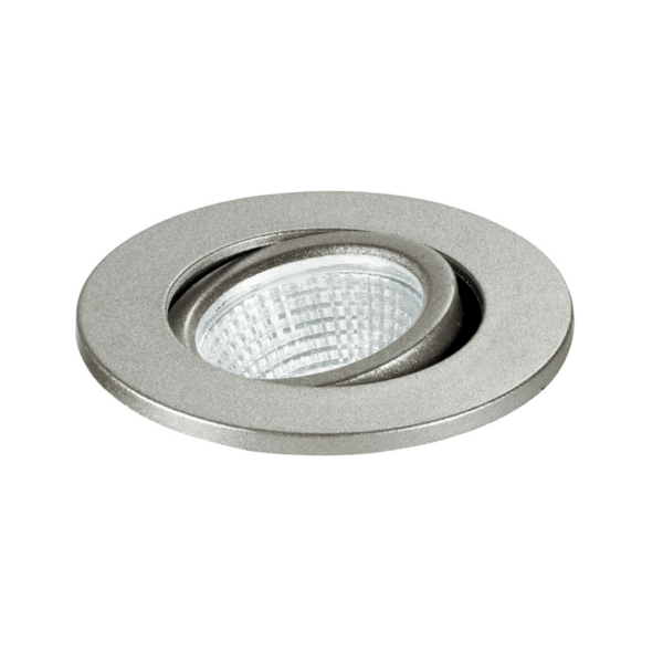 INTEC Spot encastrable LED rond orientable POLARIS en aluminium argenté 3W 4000K (lumière naturelle) (Spot encastré / Éclairage intérieur LED)