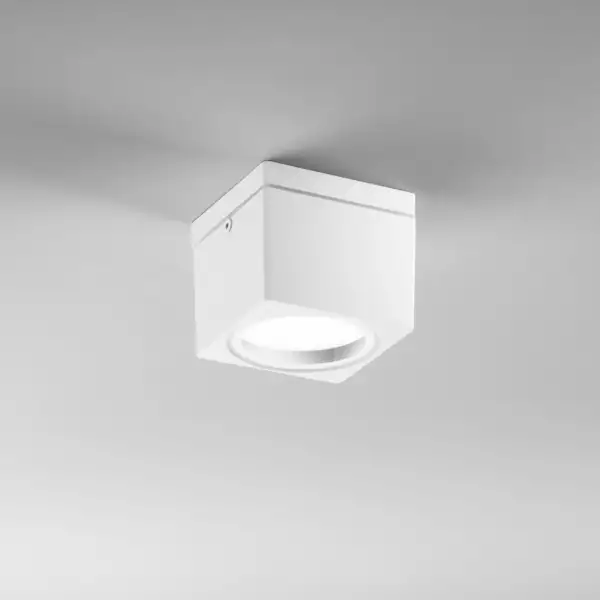Plafonnier extérieur carré TOWER en aluminium blanc IP54 9x9 cm – Image 2