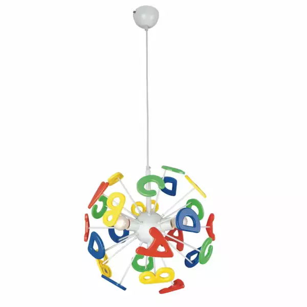 LUCE AMBIENTE E DESIGN Suspension lettres multicolores en métal et plastique 3xE14 0x41x41 cm (Suspensions Design & Déco / Éclairage intérieur LED)