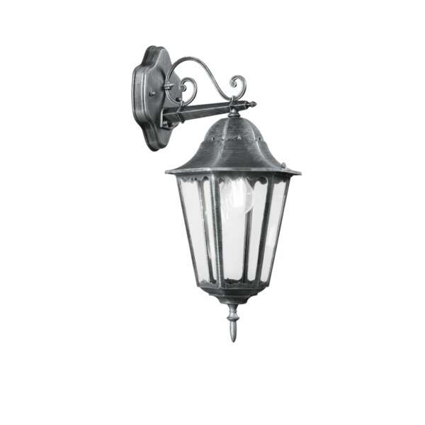 INTEC Lanterne d'extérieur FIRENZE noire et argentée avec diffuseur en verre (Appliques extérieures / Éclairage extérieur LED)
