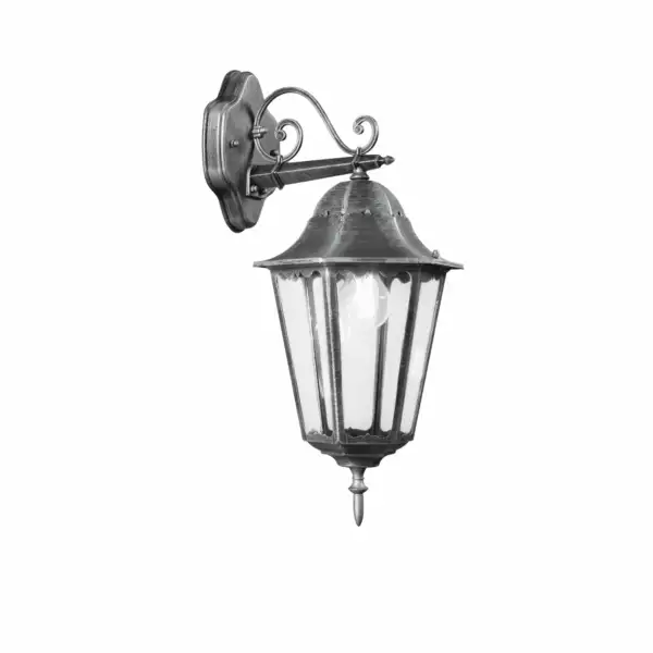 INTEC Lanterne d'extérieur FIRENZE noire et argentée avec diffuseur en verre (Appliques extérieures / Éclairage extérieur LED)