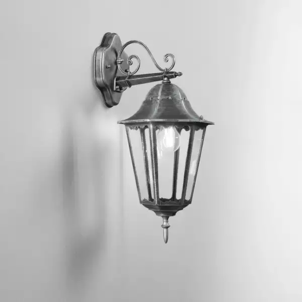 Lanterne d'extérieur FIRENZE noire et argentée avec diffuseur en verre – Image 2