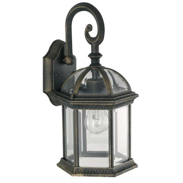 INTEC Applique d'extérieur GAETA noire et dorée avec diffuseur en verre (Appliques extérieures / Éclairage extérieur LED)
