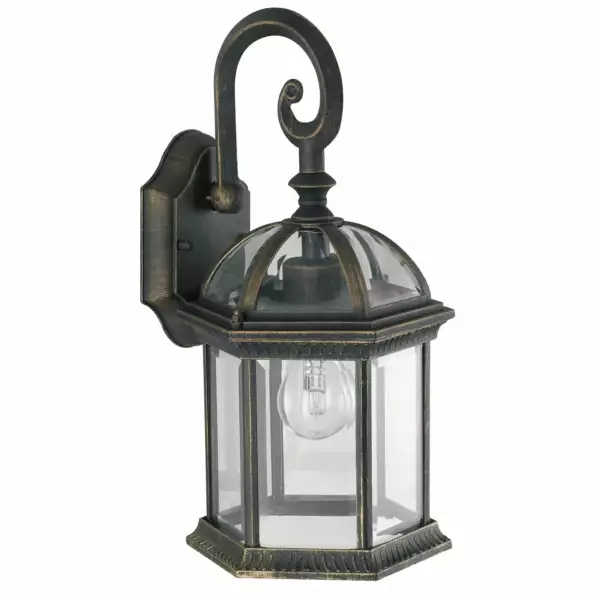 INTEC Applique d'extérieur GAETA noire et dorée avec diffuseur en verre (Appliques extérieures / Éclairage extérieur LED)