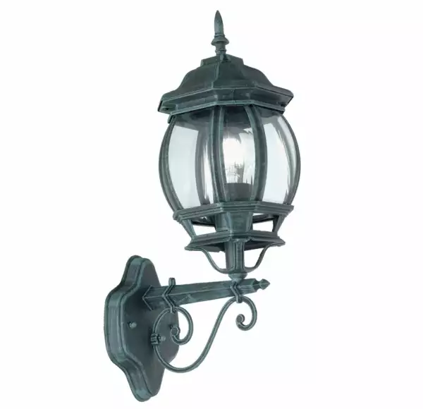 INTEC Lanterne d'extérieur SANTIAGO noire antique avec diffuseur en verre (Appliques extérieures / Éclairage extérieur LED)