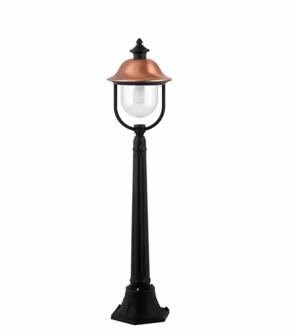 INTEC Borne d'extérieur VENEZIA noire et cuivre 118 cm. IP44 (Bornes extérieures LED / Éclairage extérieur LED)