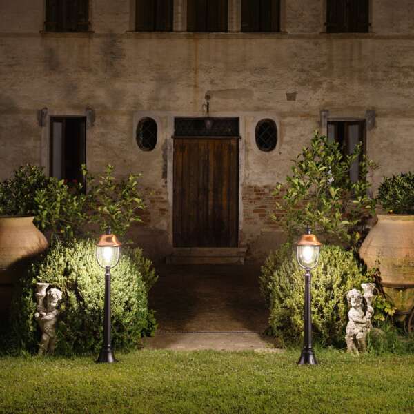 Borne d'extérieur VENEZIA noire et cuivre 118 cm. IP44 – Image 3
