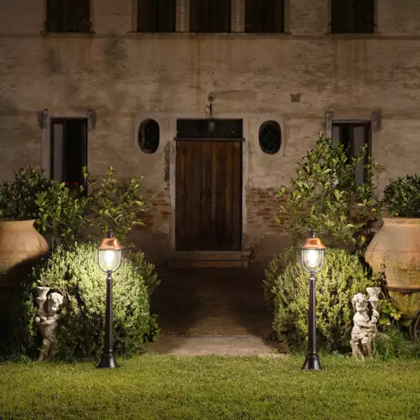 Borne d'extérieur VENEZIA noire et cuivre 118 cm. IP44 – Image 3
