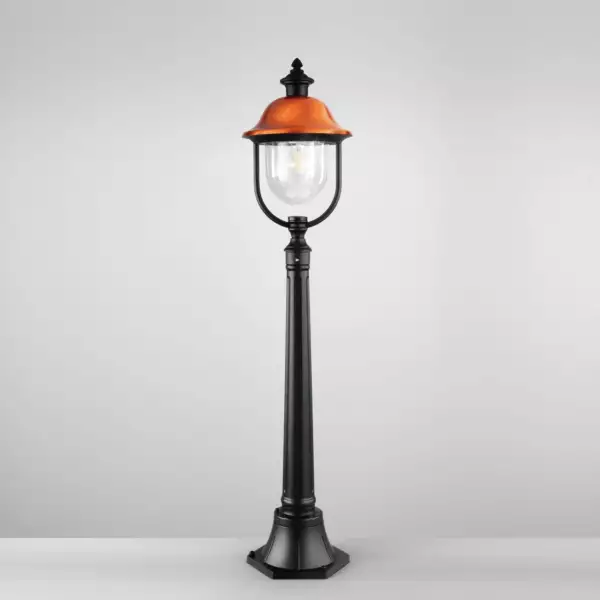 Borne d'extérieur VENEZIA noire et cuivre 118 cm. IP44 – Image 2