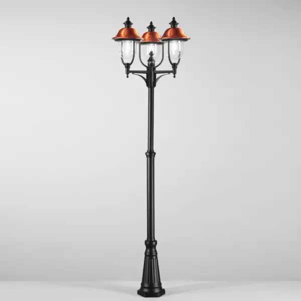 Mât à trois têtes VENEZIA noir et cuivre 230 cm (3xE27) IP44 – Image 2