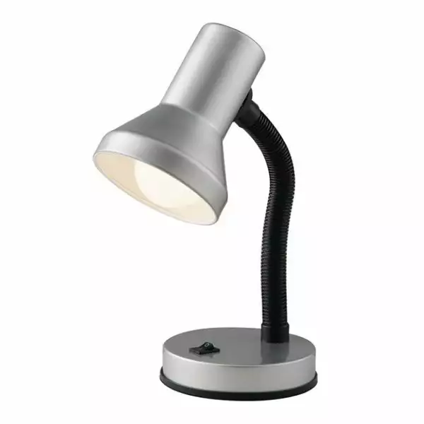 LUCE AMBIENTE E DESIGN Lampe de lecture LDT argentée en plastique et métal (1x E27) (Lampes de table / Éclairage décoratif)