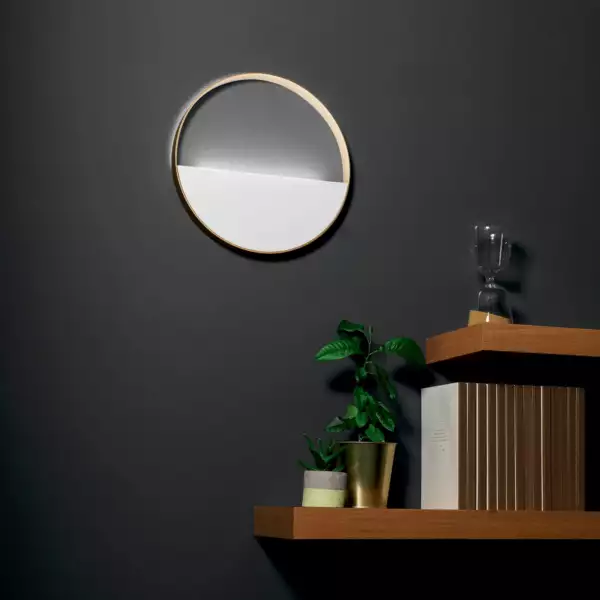 Plafonnier LED rond ALBA en métal doré et blanc avec fonction CCT 35 cm – Image 2