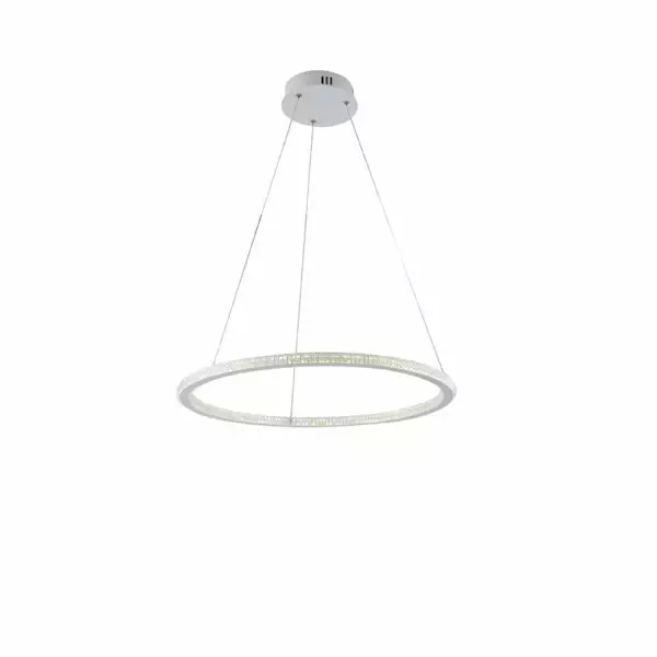 LUCE AMBIENTE E DESIGN Lampe à suspension BRYANT blanche avec diffuseur diamant 45W lumière naturelle (Suspensions Design & Déco / Éclairage intérieur LED)