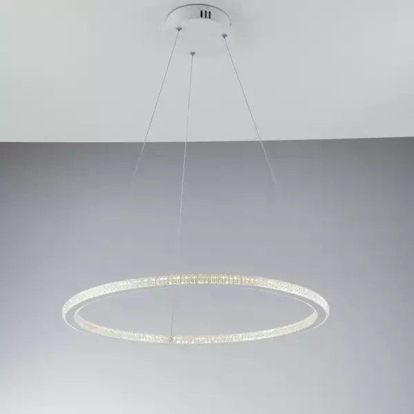 Lampe à suspension BRYANT blanche avec diffuseur diamant 45W lumière naturelle – Image 2