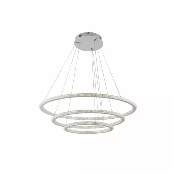 LUCE AMBIENTE E DESIGN Bryant suspension LED à trois diffuseurs diamant 87W 3000K (lumière chaude) (Suspensions Design & Déco / Éclairage intérieur LED)