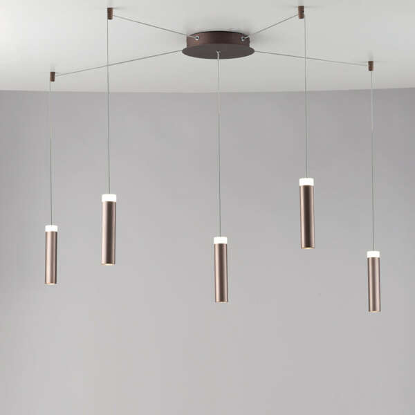 Plafonnier LED CANDLE bronze à cinq lumières avec câbles de lumière naturelle orientables – Image 2