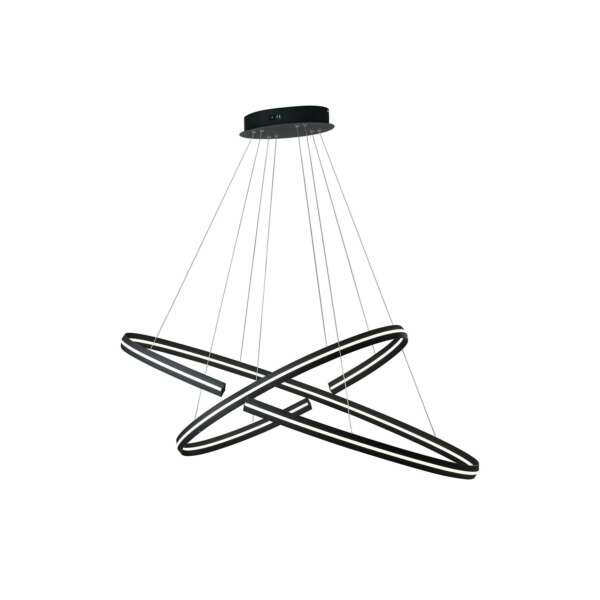 LUCE AMBIENTE E DESIGN Clarke suspension LED en aluminium noir 88W 3000K (lumière chaude) (Suspensions Design & Déco / Éclairage intérieur LED)