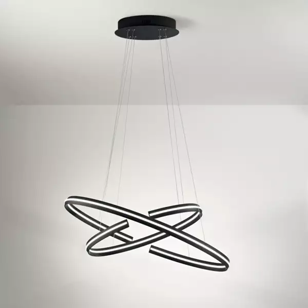 Clarke suspension LED en aluminium noir 60W 4000K (lumière naturelle) – Image 2