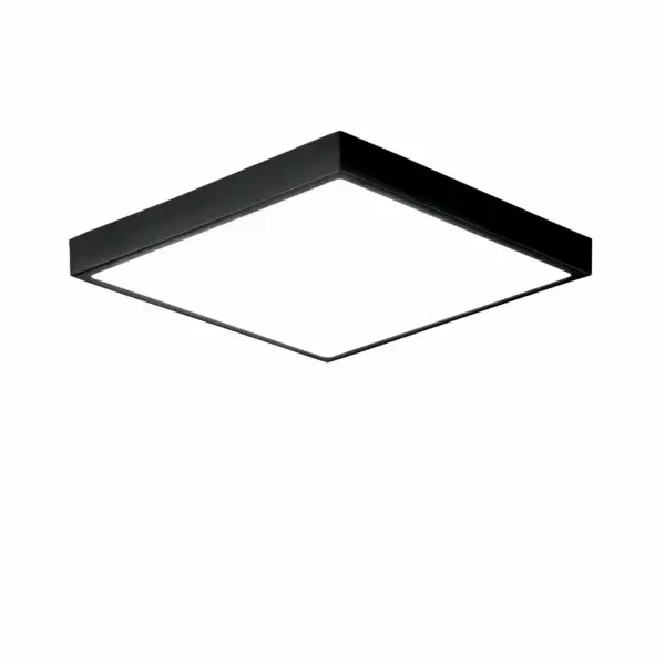 INTEC Plafonnier salle de bain LED noir carré DOMO 24W lumière naturelle 24 cm (Plafonnier étanche / Éclairage intérieur LED)