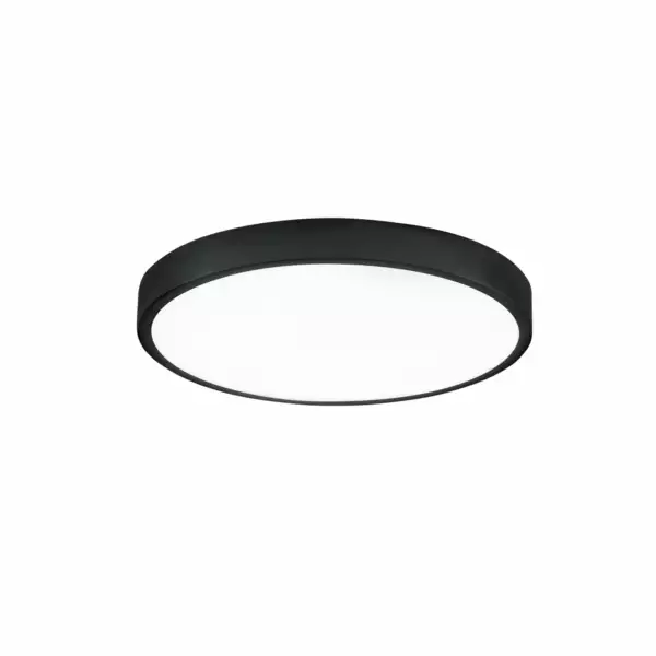 INTEC Plafonnier salle de bain LED rond noir DOMO 24W lumière naturelle 24 cm (Plafonniers en saillie / Éclairage intérieur LED)