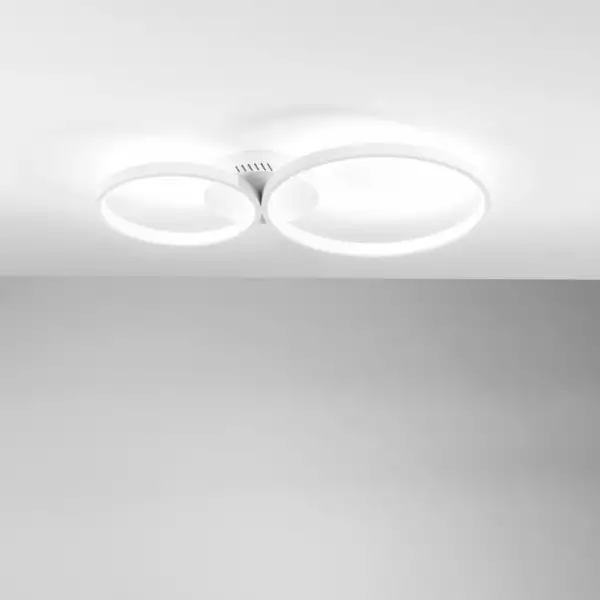 Plafonnier LED FREDY en aluminium blanc avec deux diffuseurs 30W avec CCT – Image 2