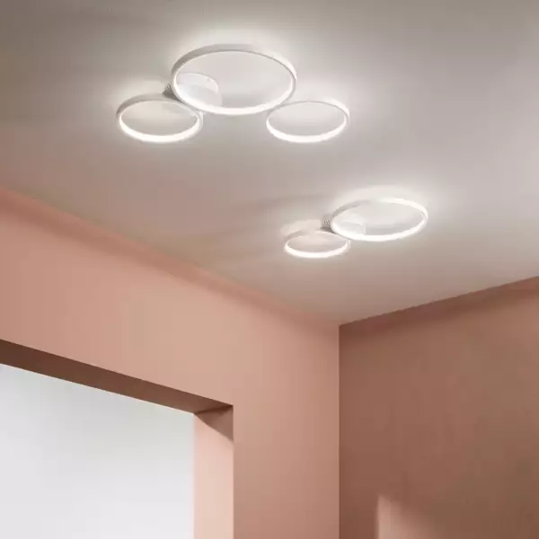 Plafonnier LED FREDY en aluminium blanc avec deux diffuseurs 30W avec CCT – Image 3