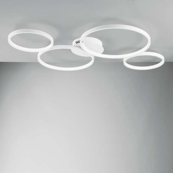 Plafonnier LED FREDY en aluminium blanc avec quatre diffuseurs 60W et CCT – Image 2