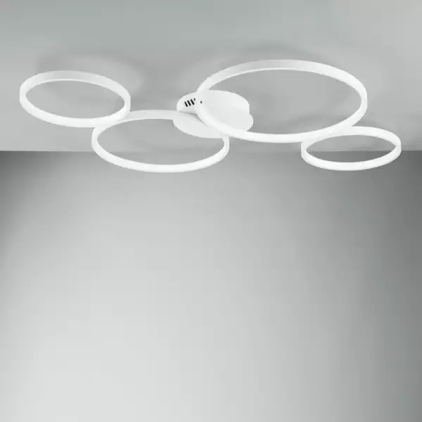 Plafonnier LED FREDY en aluminium blanc avec quatre diffuseurs 60W et CCT – Image 2