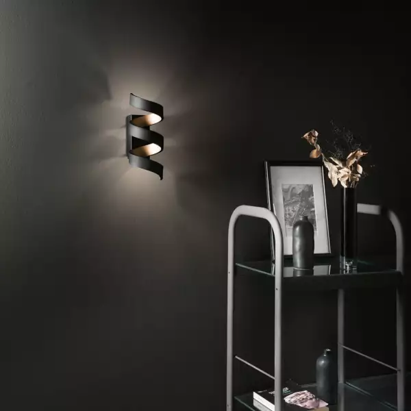 Applique LED helix en aluminium noir et doré 9W 3000K (lumière chaude) – Image 3