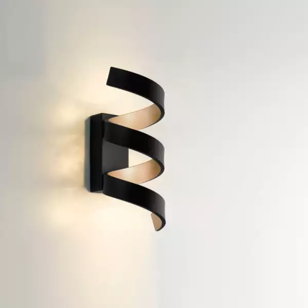 Applique LED helix en aluminium noir et doré 9W 3000K (lumière chaude) – Image 2
