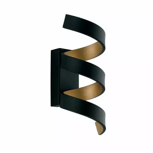 LUCE AMBIENTE E DESIGN Applique LED helix en aluminium noir et doré 9W 3000K (lumière chaude) (Applique murale / Éclairage intérieur LED)