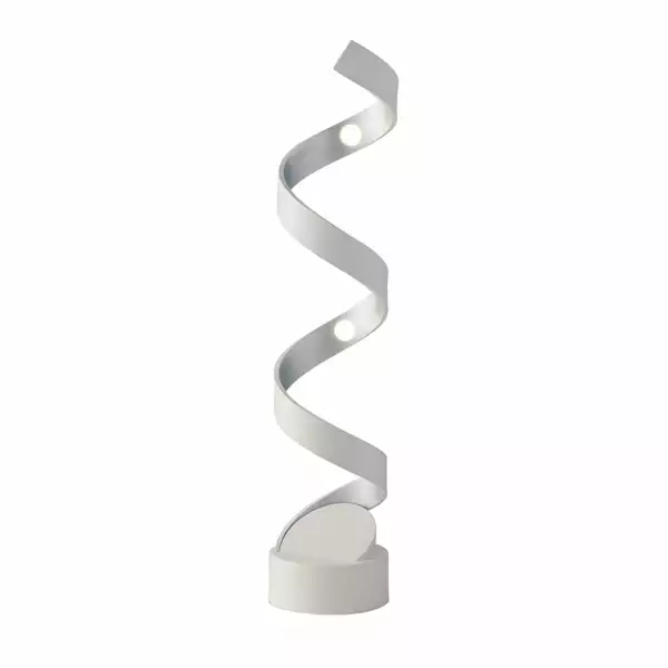 LUCE AMBIENTE E DESIGN Lampe de table LED Helix en aluminium blanc et argenté 12W lumière chaude (Lampes de table / Éclairage décoratif)
