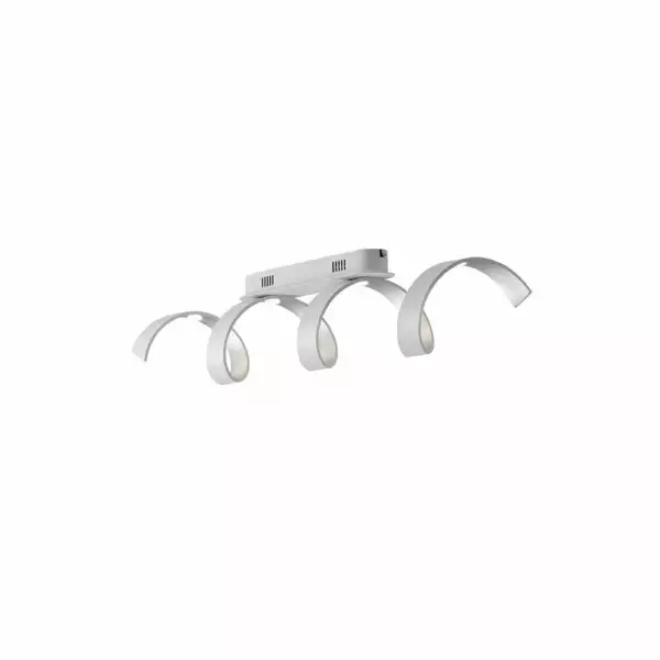 LUCE AMBIENTE E DESIGN Plafonnier LED Helix en aluminium blanc et argenté 20W 3000K (lumière chaude) (Plafonnier / Éclairage intérieur LED)