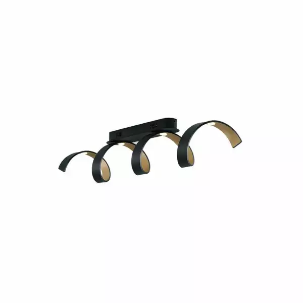 LUCE AMBIENTE E DESIGN Plafonnier LED HELIX en aluminium noir et doré 20W 4000K (lumière naturelle) (Plafonnier / Éclairage intérieur LED)