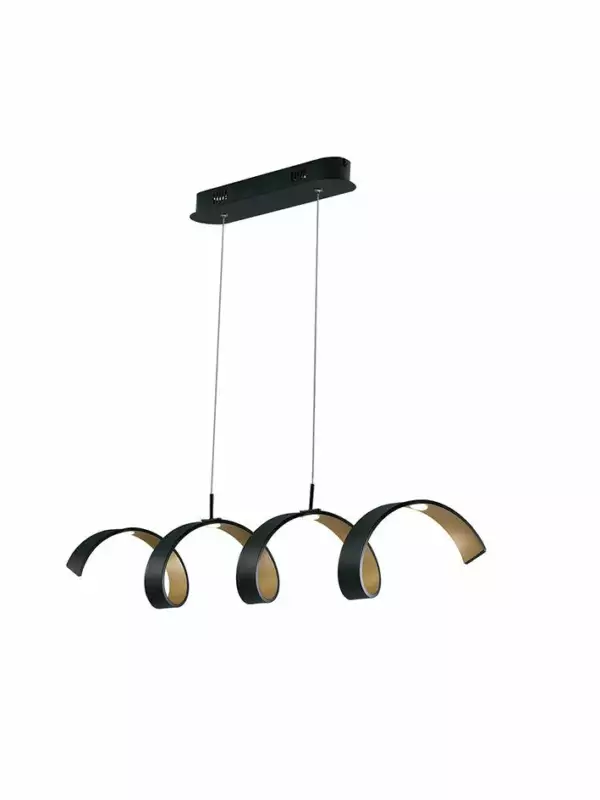 LUCE AMBIENTE E DESIGN Lampe à suspension Helix en aluminium noir et doré 20W lumière chaude 80 cm (Suspensions Design & Déco / Éclairage intérieur LED)