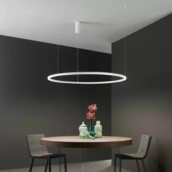 Lampe à suspension LED HOOP en aluminium blanc avec fonction CCT 120 cm – Image 2