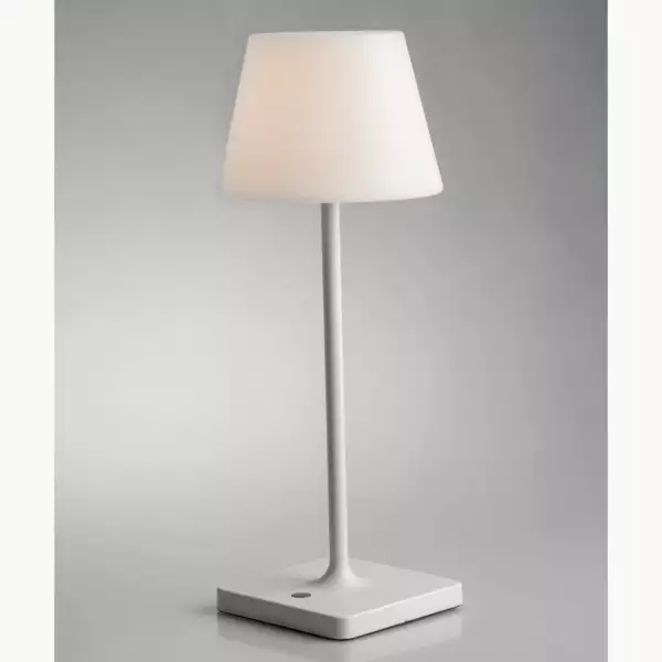 INTEC Lampe de table rechargeable JAMMIN en métal blanc dimmable 3000K (lumière chaude) IP54 (Lampes rechargeables extérieures / Éclairage extérieur LED)